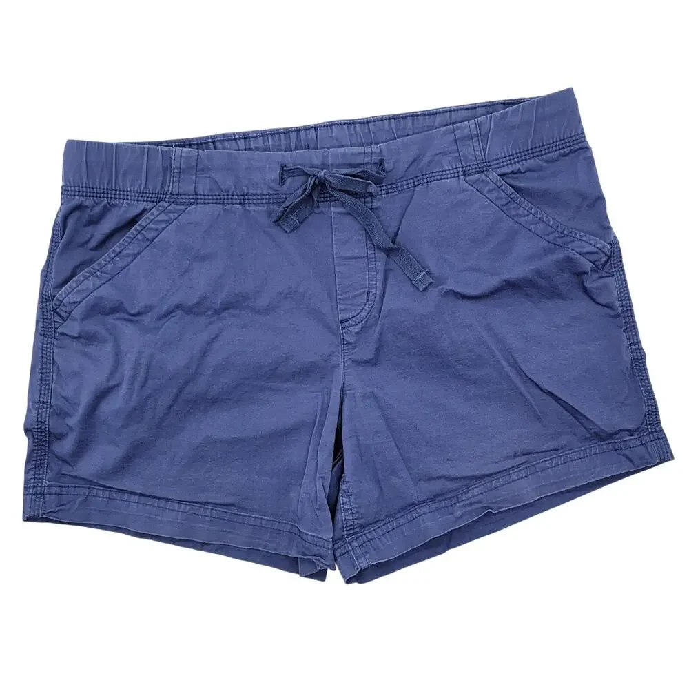Eddie Bauer Shorts Women's 10 Blue Mid Rise Drawstring Pull On Outdoor Active